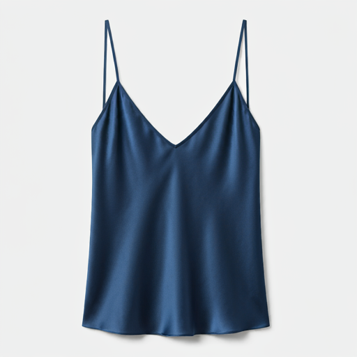 Real Mulberry Silk V Neck Camisole Top - Midnight Blue