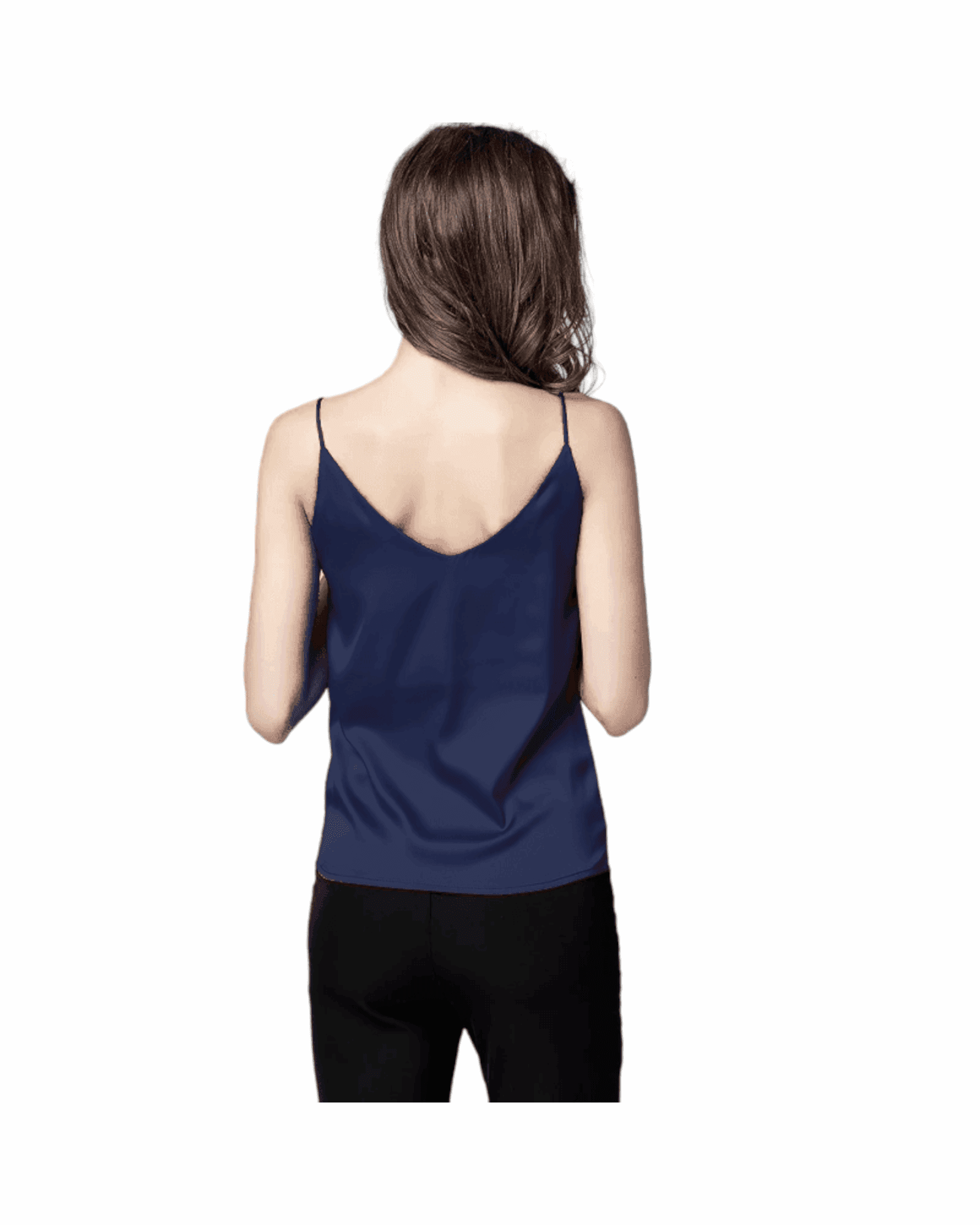 Real Mulberry Silk V Neck Camisole Top - Midnight Blue
