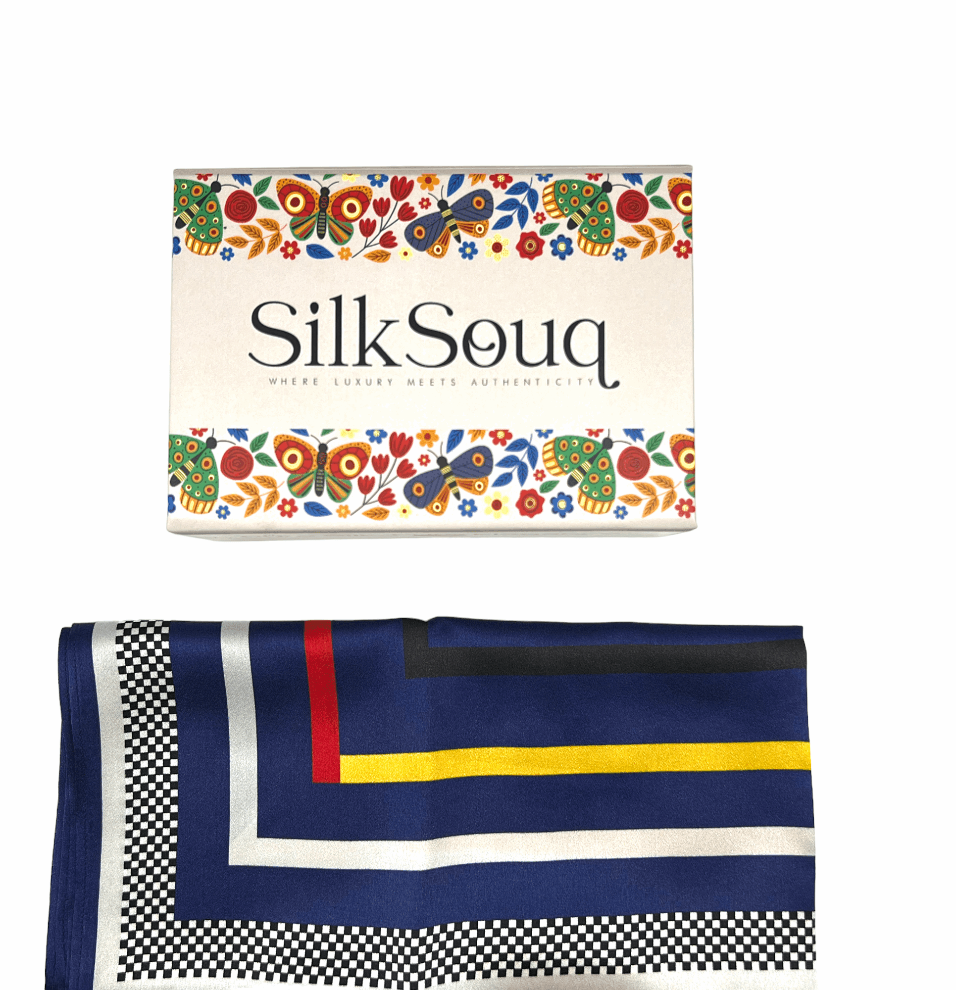 Geometric Print Pure Mulberry Silk Scarf for Modest Fashion 53*53CM